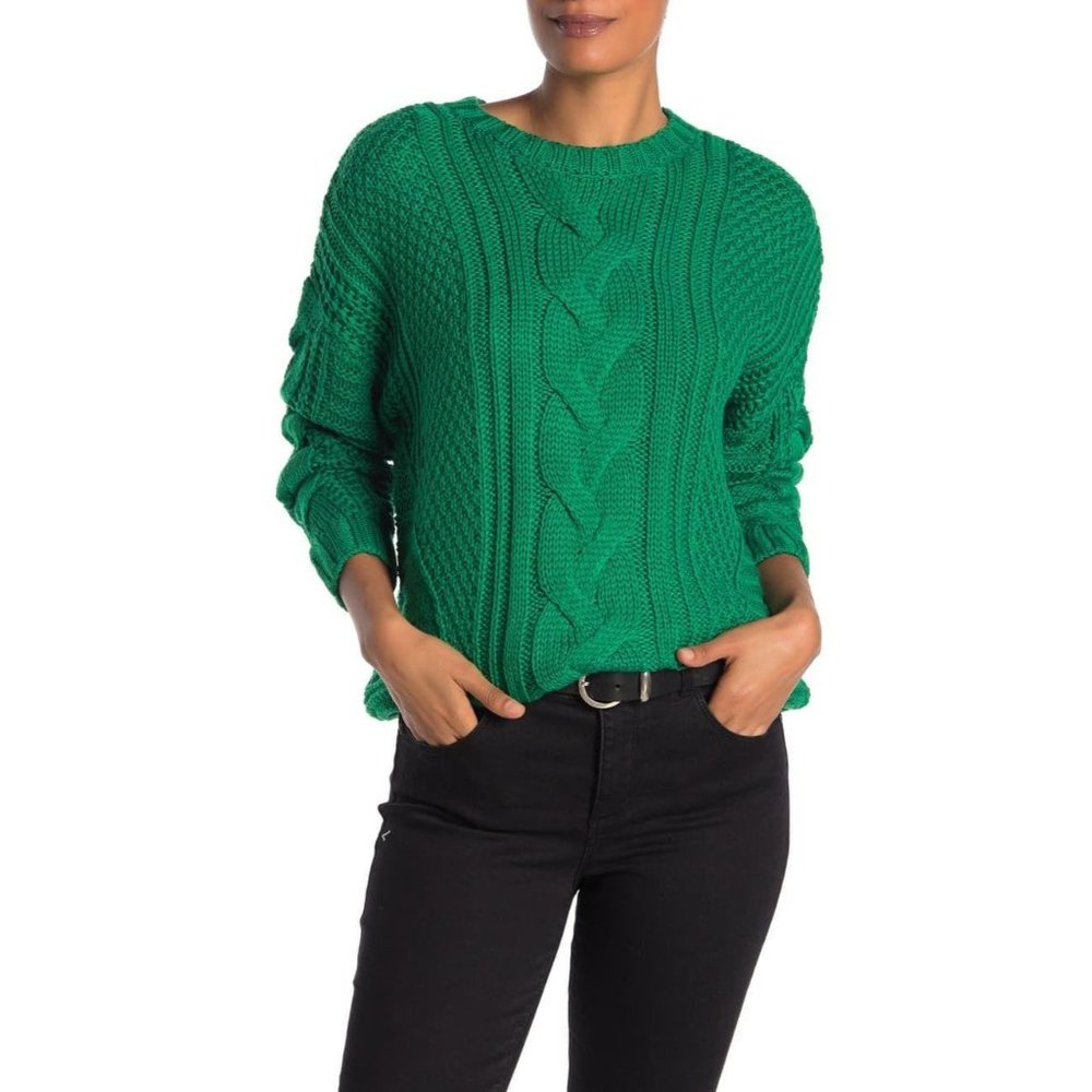 One A mixed knit crew neck‎ pull over sweater LG